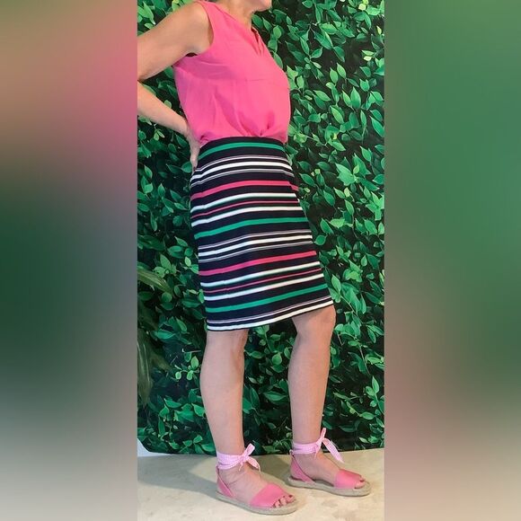 🎀 Talbots Preppy Striped Knee-Length Skirt – Size 8P - Picture 2 of 5